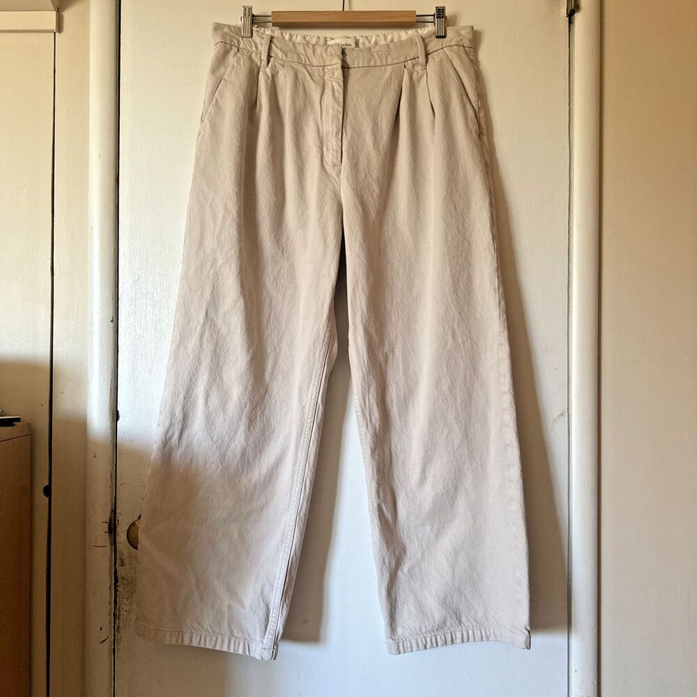 Abercrombie & Fitch Ivory Wide Leg Baggy High Rise Pants Cotton | Women's 14s/32